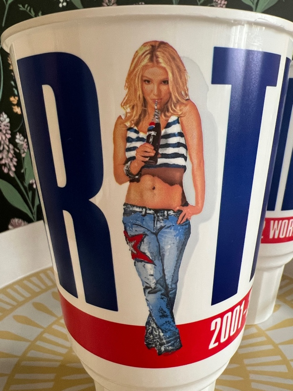 2 VINTAGE collectible Britney Spears 44oz tour cup from her 2001-2002 World Tour